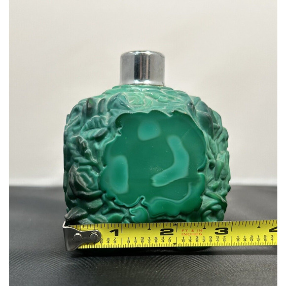 Vintage Bohemian Art Deco Jade Malachite Glass Perfume Bottle Schlevogt No Stopr - Picture 8 of 8